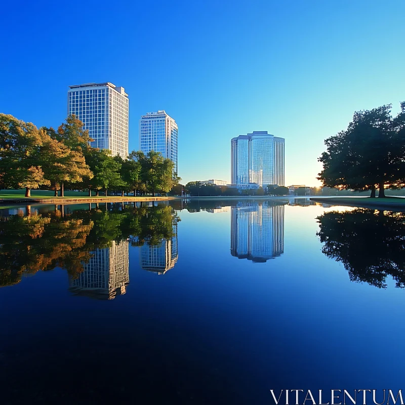 Modern Urban Serenity in Blue Hues AI Image