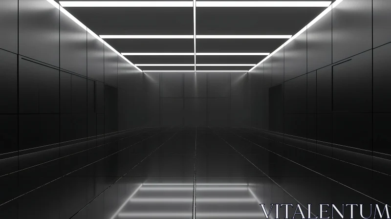 AI ART Futuristic Hallway with Symmetrical Design