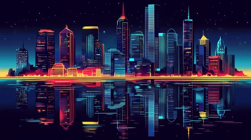 Futuristic Urban Skyline at Night