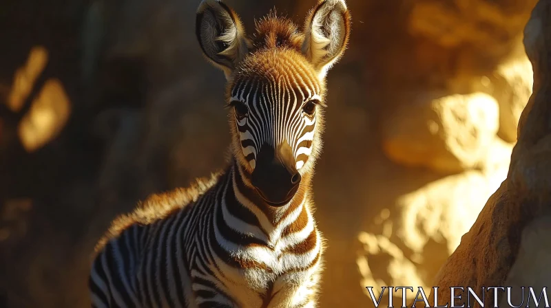 Illuminated Zebra Calf Portrait AI Image