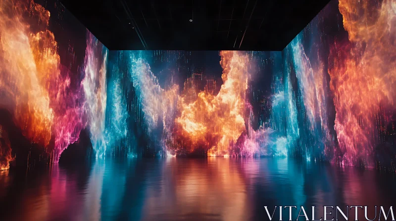 AI ART Colorful Abstract Light Projections in Immersive Art Installation