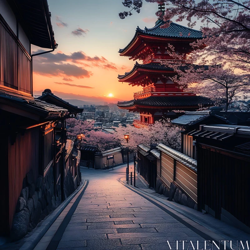 Scenic View of Traditional Japanese Pagoda AI Image