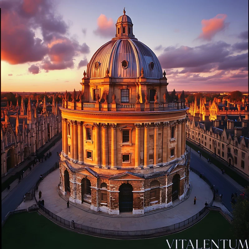 Oxford Radcliffe Camera Illuminated by Sunset AI Image