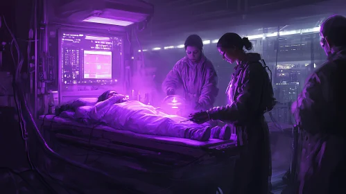 High-Tech Medical Procedure in Sci-Fi Setting