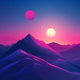 Surreal Mountains at Sunset