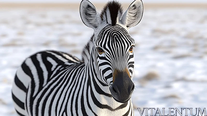 Zebra's Grace in Winter AI Image