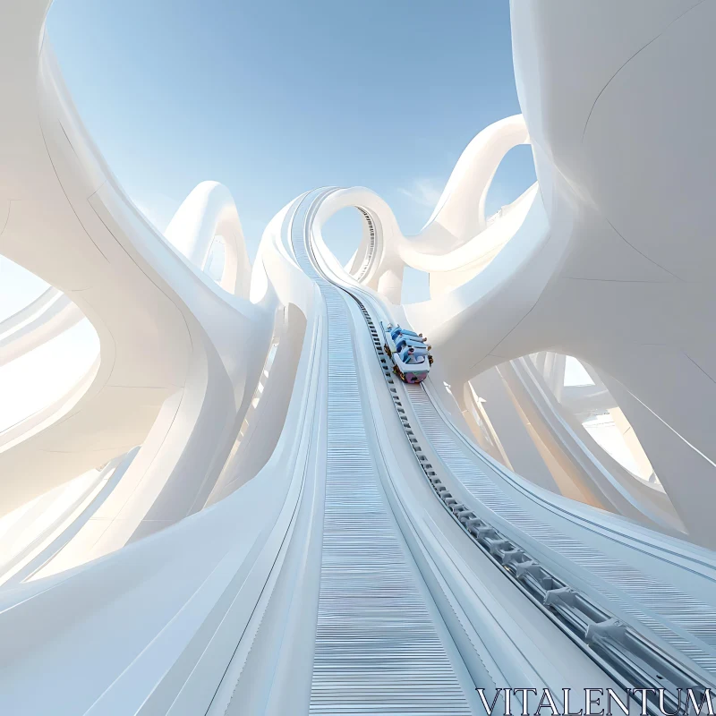 Modern Abstract Architectural Design with Rollercoaster Elements AI Image