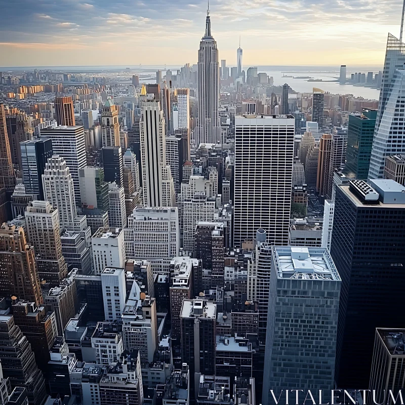 Urban Landscape with Towering Skyscrapers AI Image