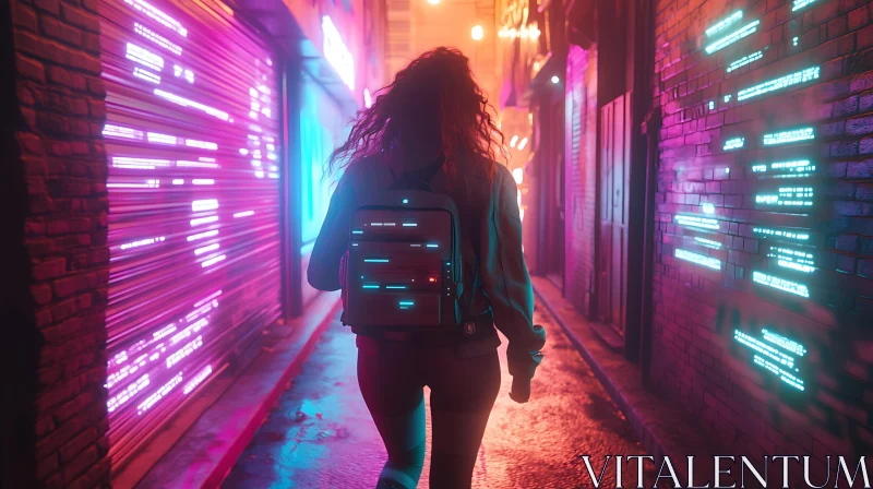 AI ART Futuristic Night Walk through Neon Alley