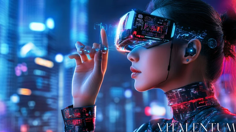 Futuristic VR Journey in a Neon City AI Image