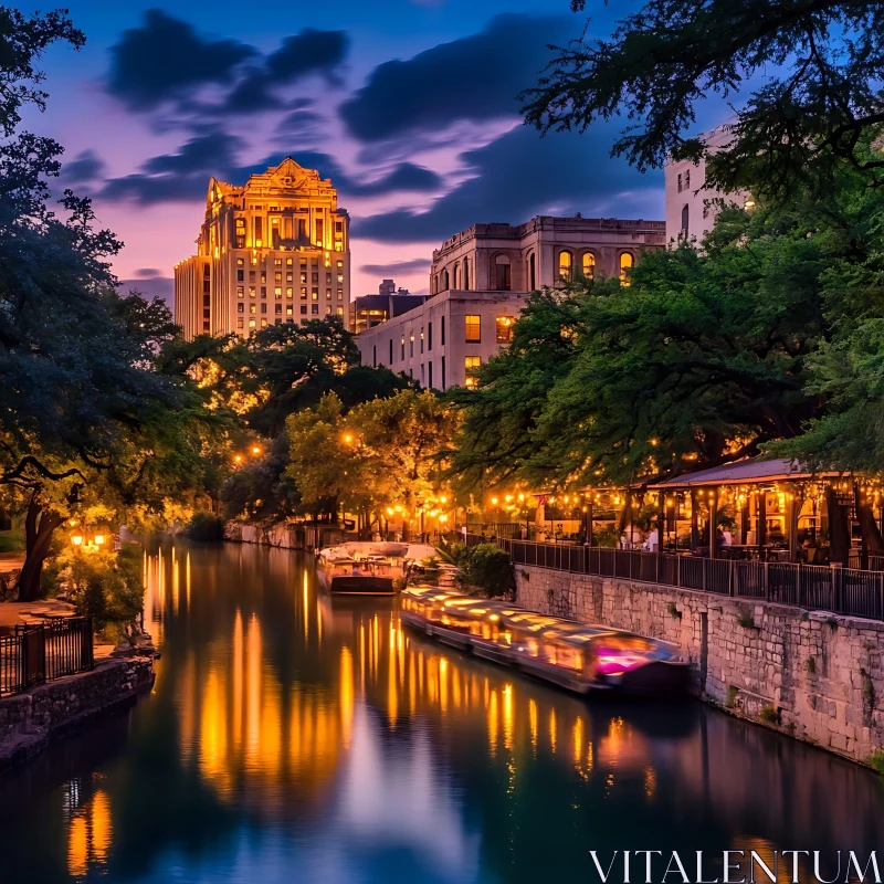 Riverwalk in the Evening Light AI Image