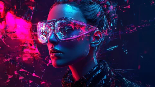 Neon Lit Futuristic Cyberpunk Portrait