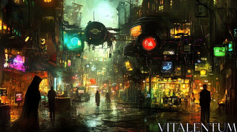 Neon-Powered Futuristic Urban Scene at Night AI Image