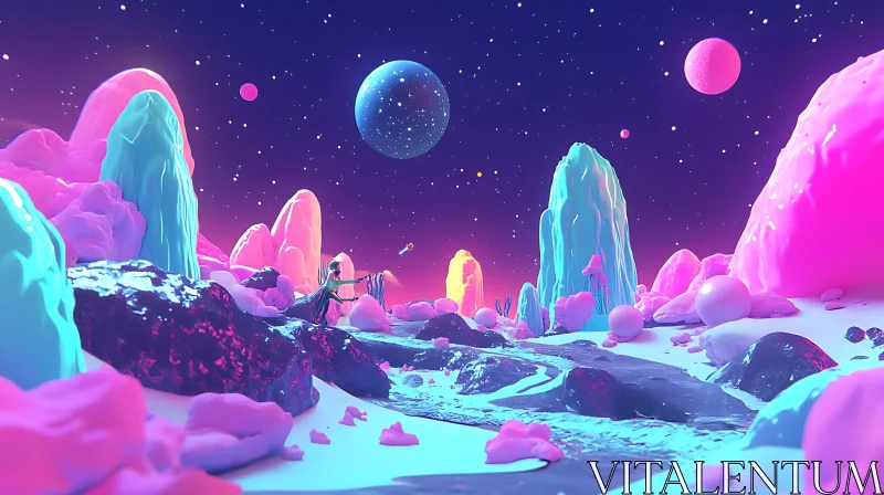 AI ART Fantastical Planet Scene with Pastel Colors