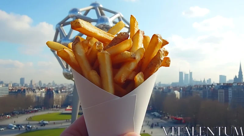 Crunchy Fries with a View of Atomium AI Image