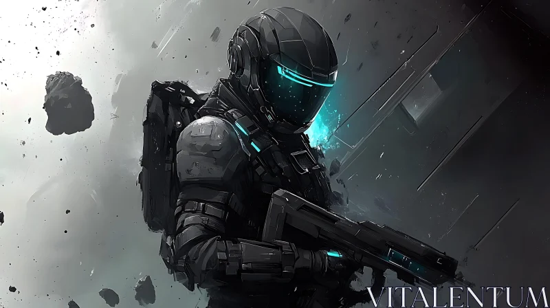 Sci-Fi Soldier with Cyber Armor AI Image