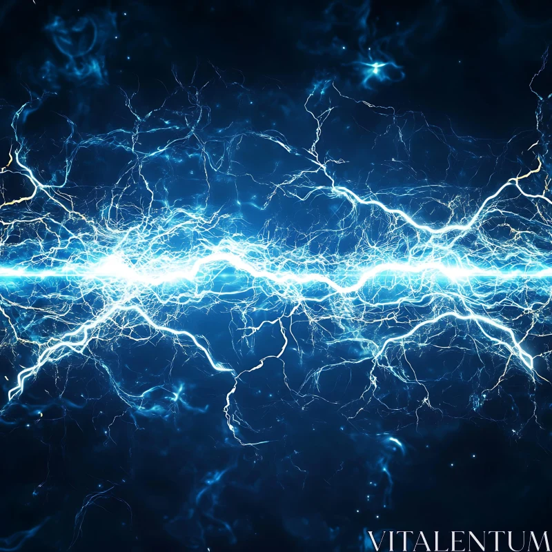 Electric Blue Lightning in Abstract Art AI Image