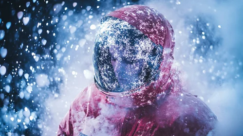 Cosmos and Snow: Astronaut Reflective Art