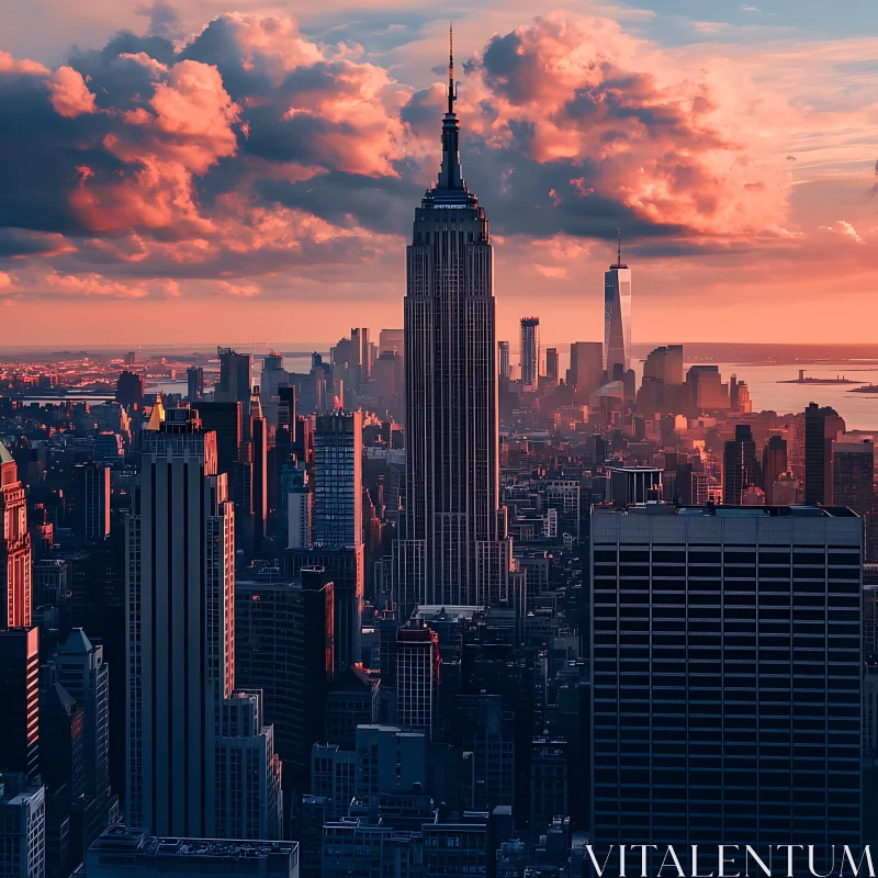 New York City Skyline at Sunset AI Image