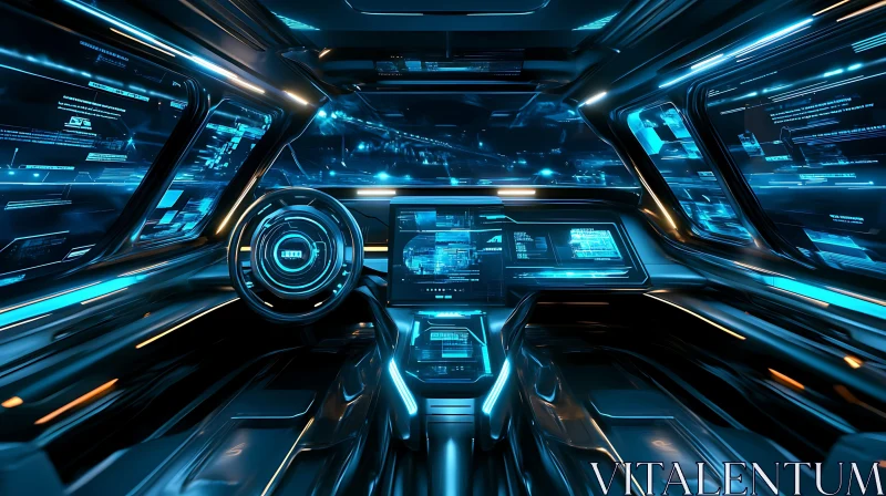 AI ART High-Tech Vehicle Cabin with Holographic Interfaces