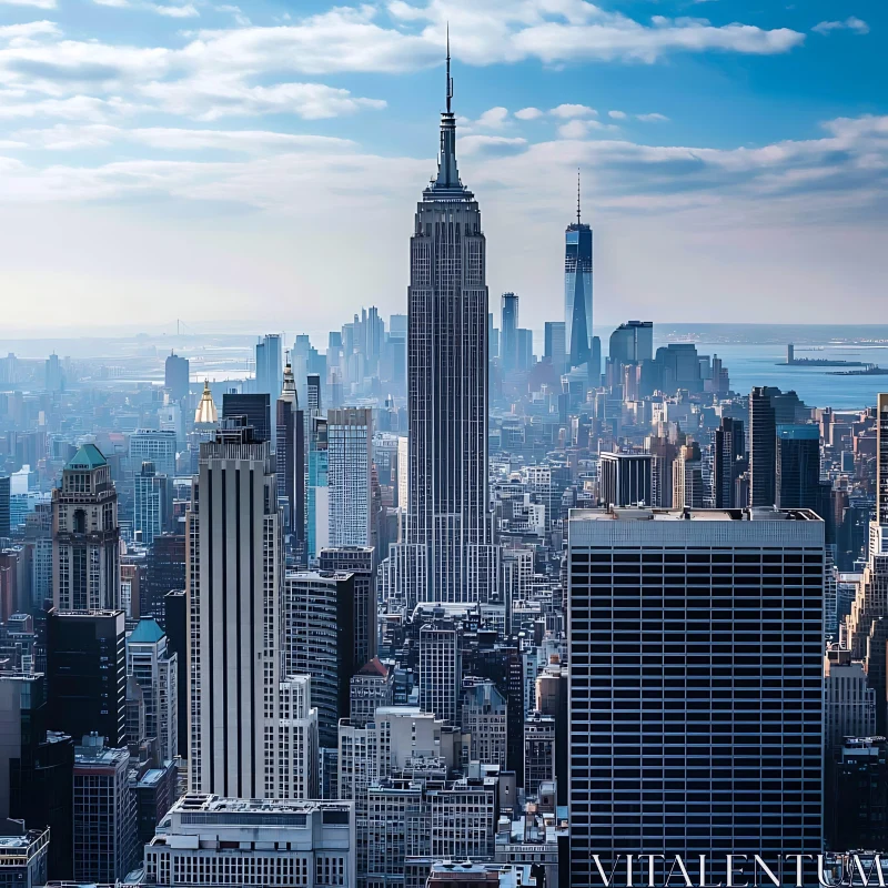 Urban Vista with Iconic Skyscrapers in the City AI Image