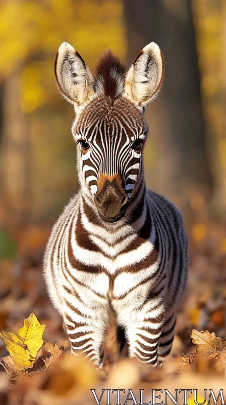 AI ART Zebra Portrait in Autumn Forest