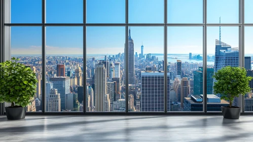 Panoramic Urban Cityscape from Modern Interior