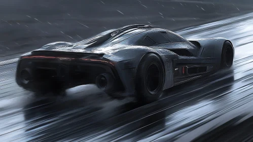 High-Speed Car on Wet Track