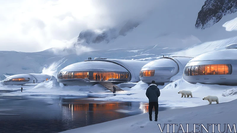 Arctic Dome Structures With Warm Interiors AI Image