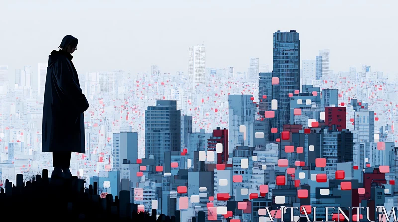 AI ART Urban Contemplation in Modern Skyline