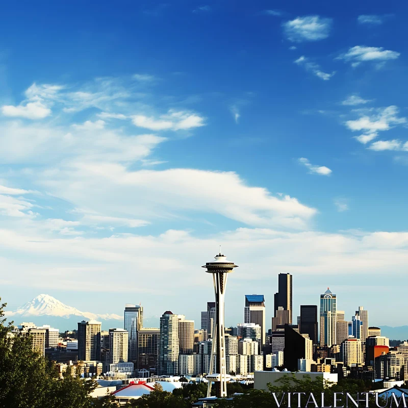 Seattle Skyline with Iconic Landmarks AI Image