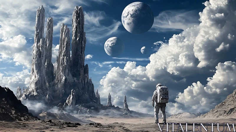 AI ART Futuristic Alien Landscape with Astronaut