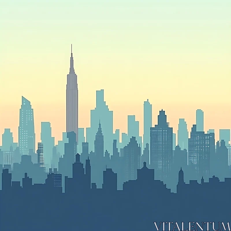 AI ART Urban Skyline Illustration