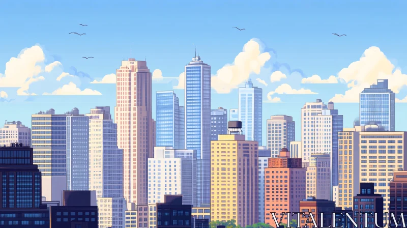 Modern Urban Skyline Illustration AI Image