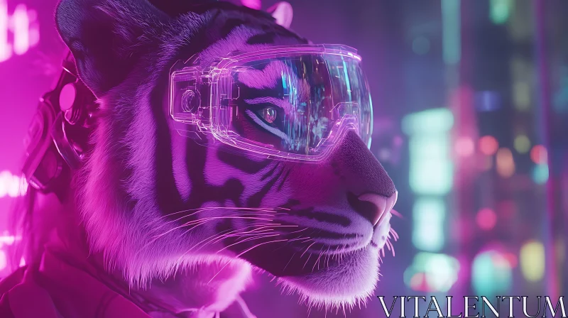 Neon Urban Sci-Fi Tiger AI Image