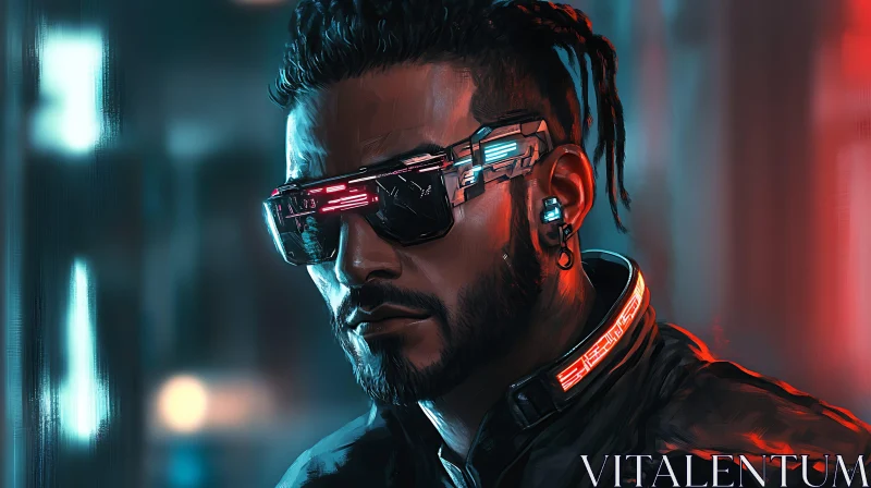 AI ART Dystopian Neon Glasses Portrait