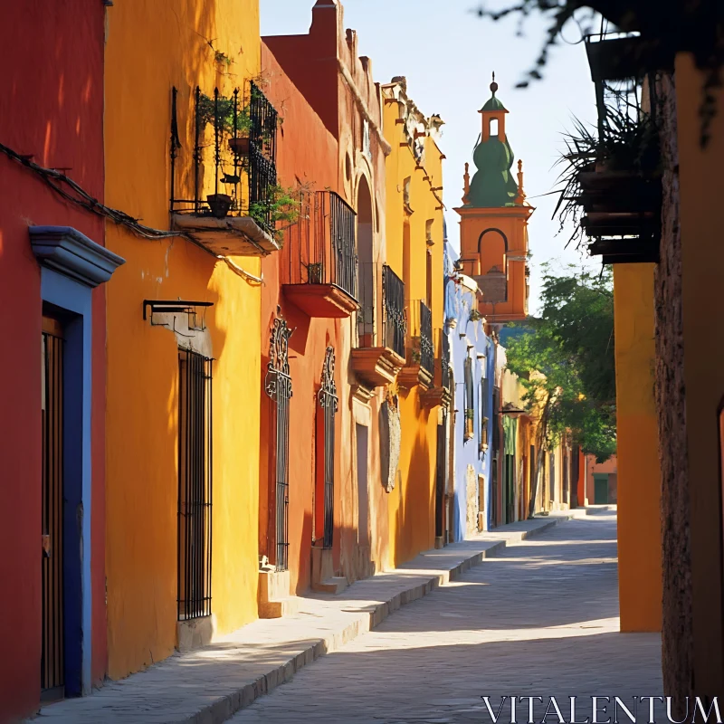 Vibrant Street of Historic Buildings AI Image