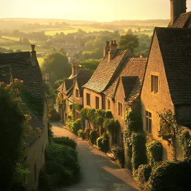 Tranquil Countryside Village at Sunset