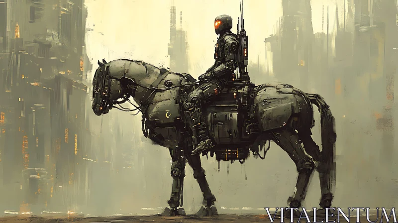 AI ART Mechanical Rider in a Future Metropolis