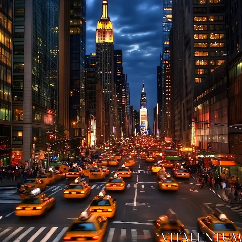 Night City Lights and Traffic Scene AI Image