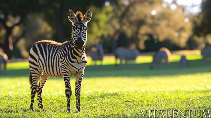 Graceful Zebra in Natural Habitat AI Image