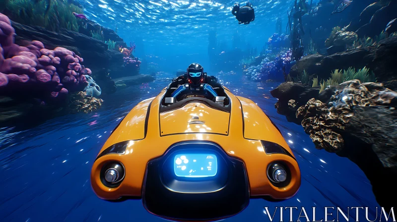 Aquatic Adventure with High-Tech Submarine AI Image