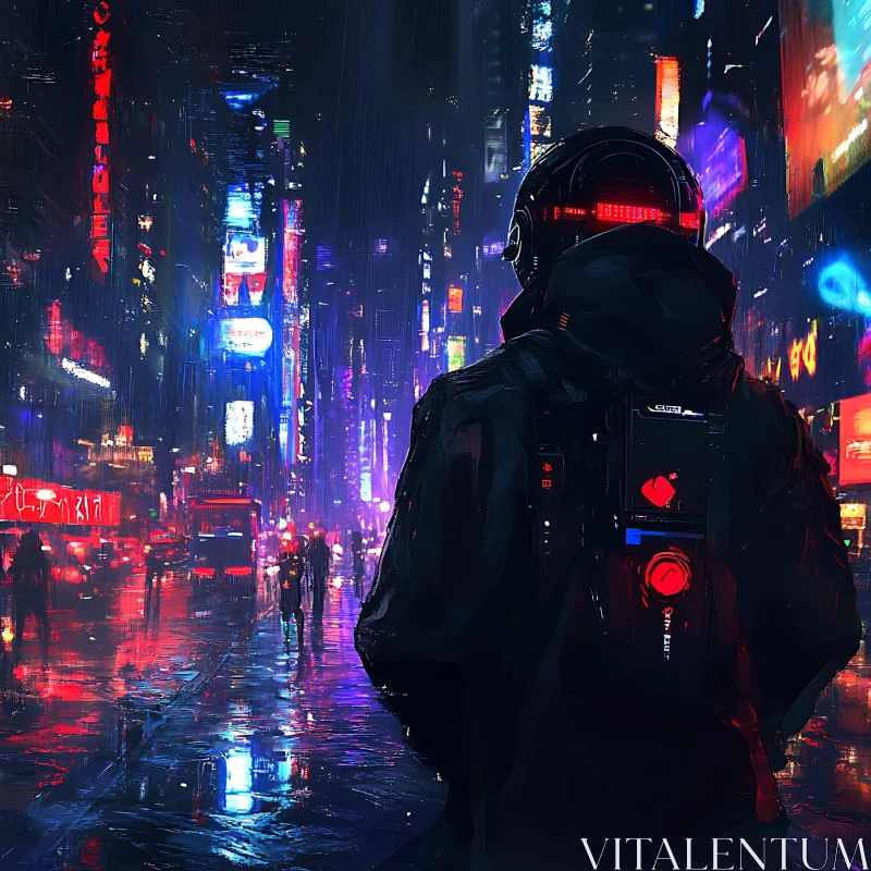 AI ART Neon-lit Cyberpunk City at Night