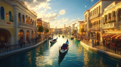 Venetian Sunset with Gondolas