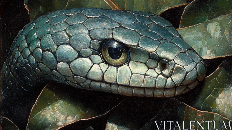 AI ART Realistic Snake Art with Green Foliage