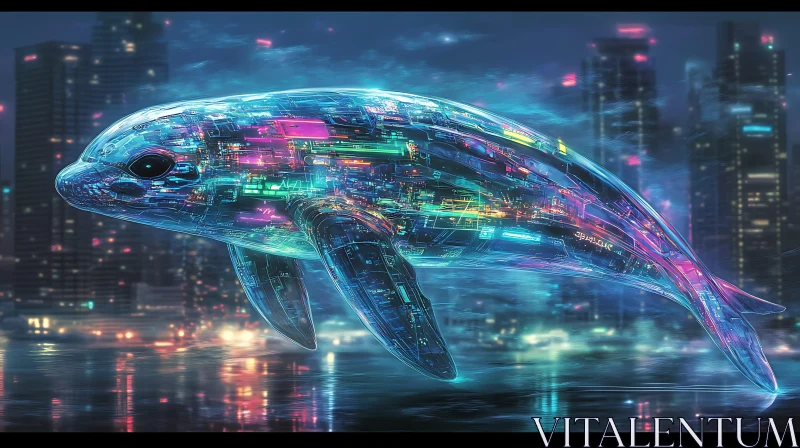 AI ART Futuristic Dolphin with Neon Lights