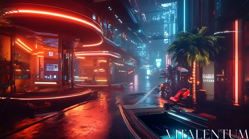 Cyberpunk City with Neon Lights AI Image