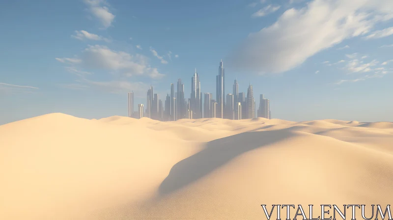 Urban Oasis Amidst Endless Sand Dunes AI Image