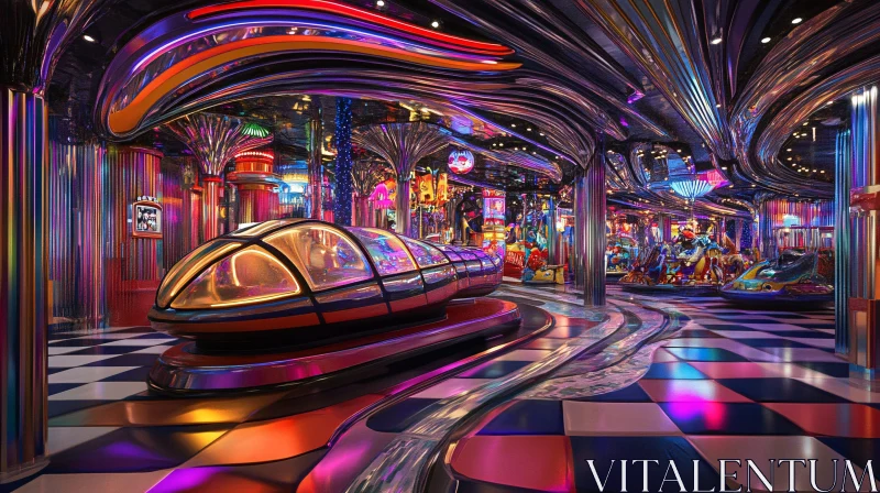 AI ART Futuristic Neon Amusement Park