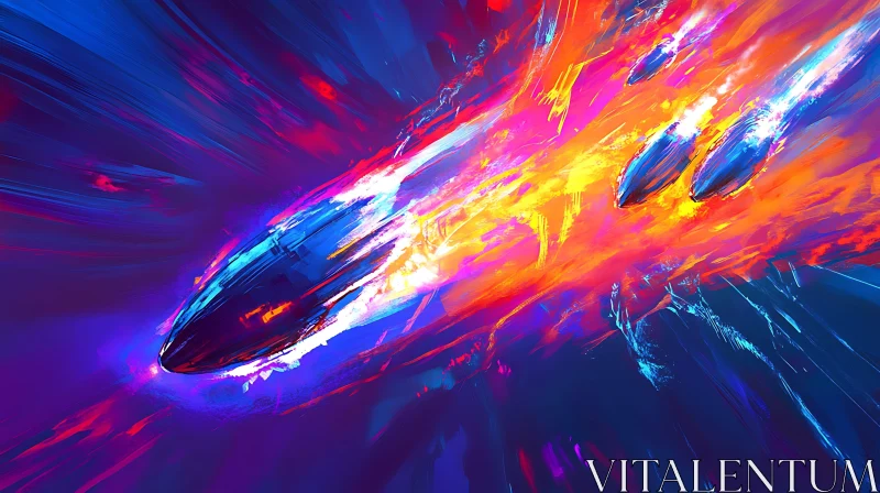 AI ART Vibrant Abstract Meteor Illustration